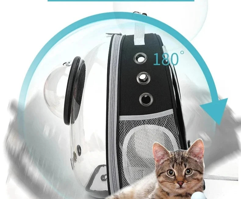 Sac à Dos Capsule Transparent pour Chat et Petit Chien – Respirant avec Ventilation et Poche Latérale