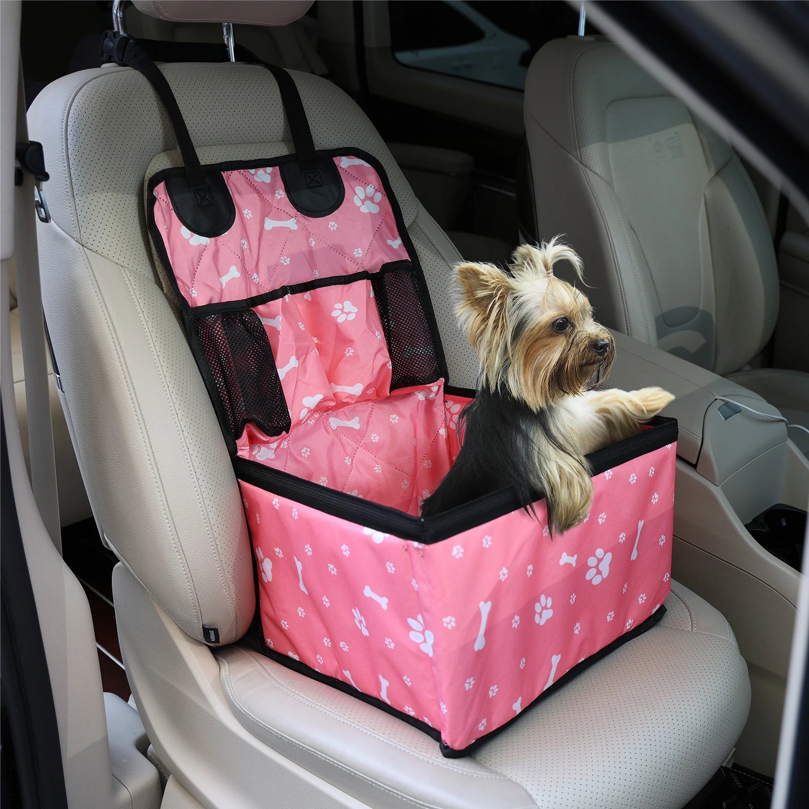 Siège de Voiture pour Chien avec Poches de Rangement – Confort et Sécurité en Voyage 🚗🐶