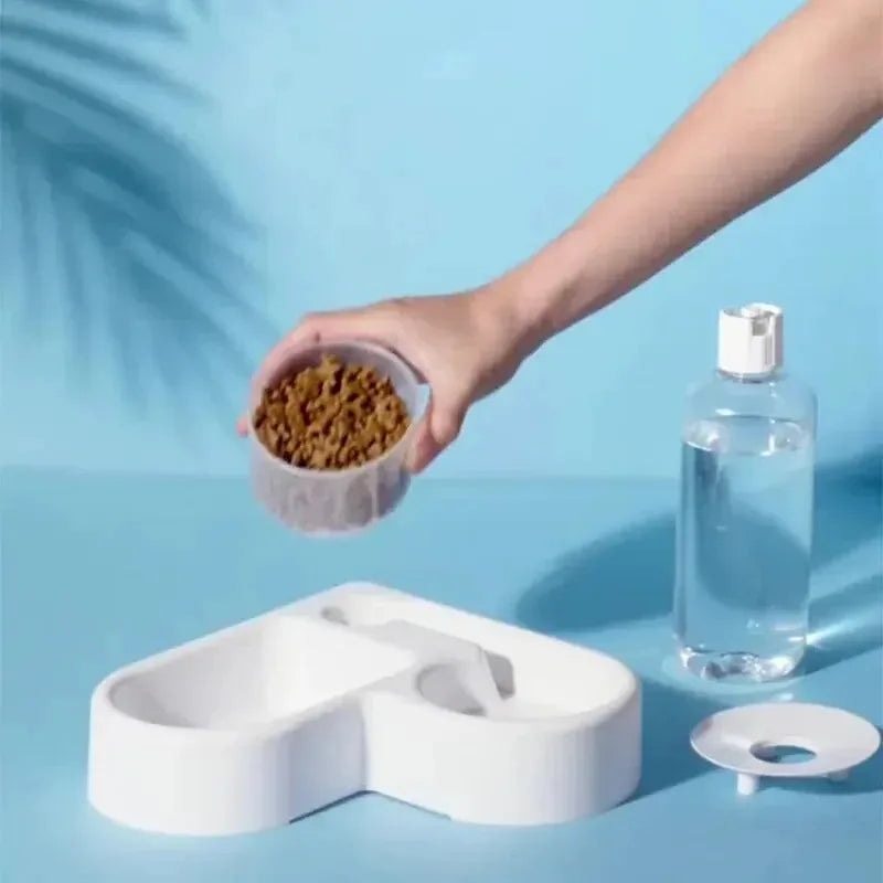 Bol Double pour Chien et Chat avec Distributeur Automatique d'Eau – Gamelle Anti-Basculement 2-en-1