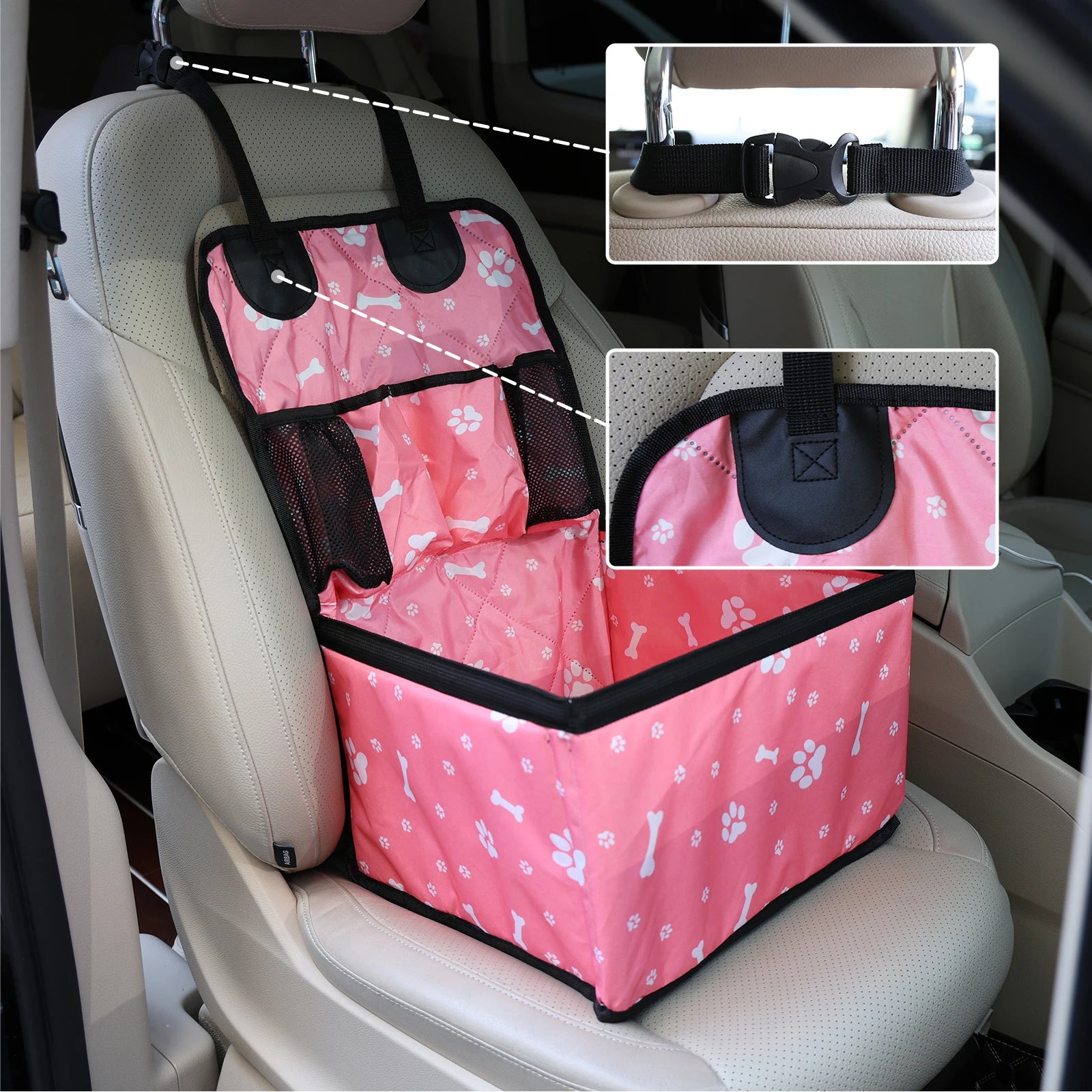 Siège de Voiture pour Chien avec Poches de Rangement – Confort et Sécurité en Voyage 🚗🐶