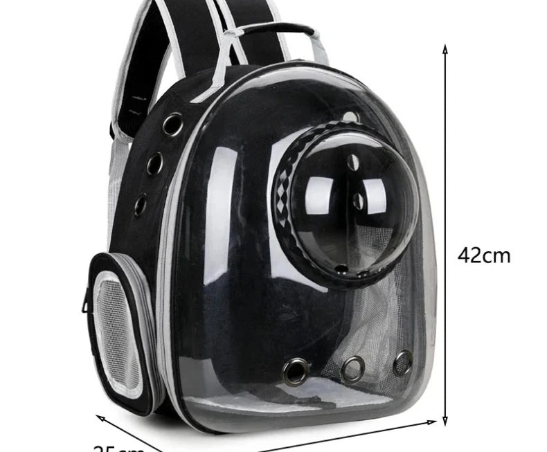 Sac à Dos Capsule Transparent pour Chat et Petit Chien – Respirant avec Ventilation et Poche Latérale